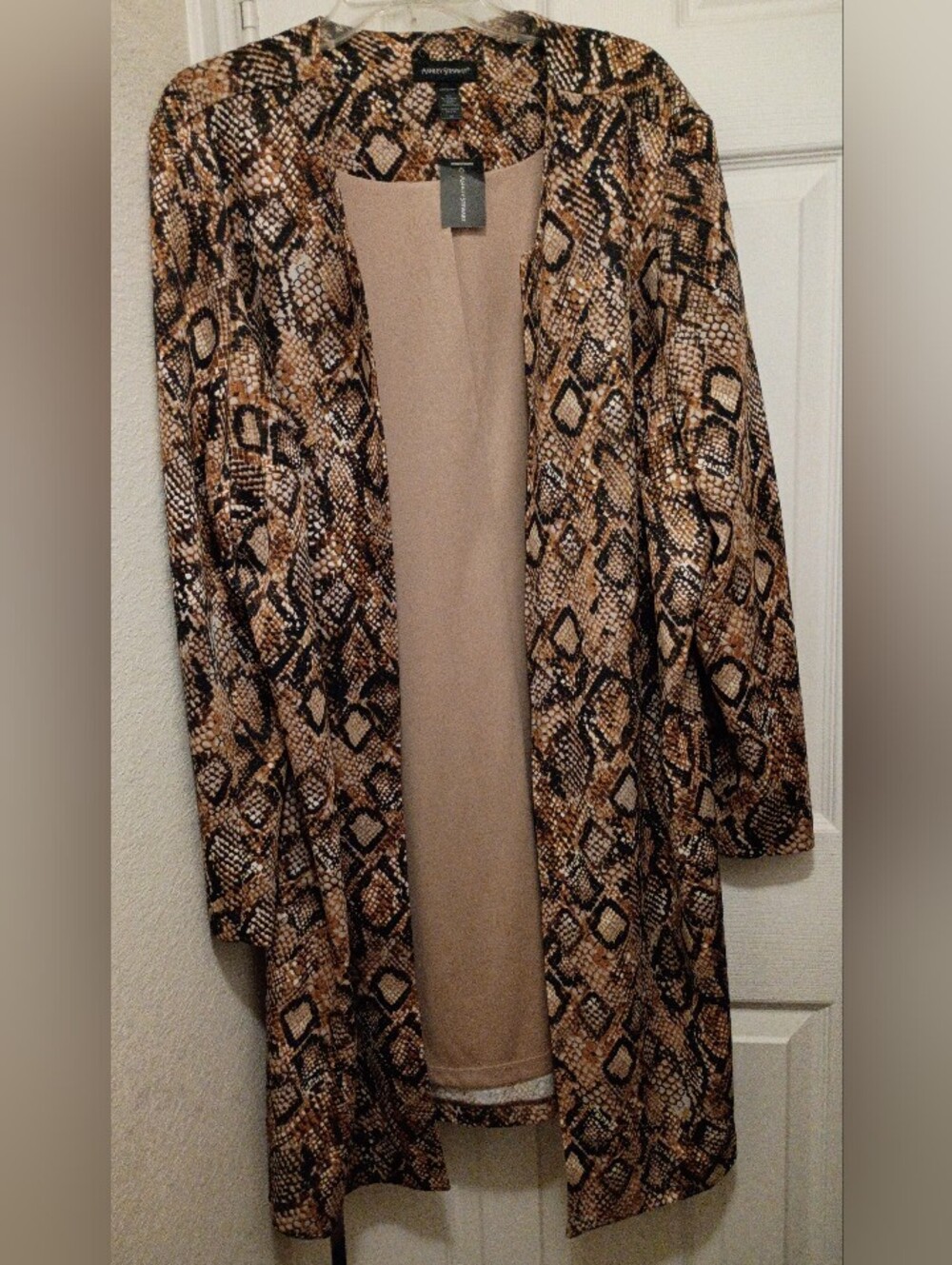 Ashley Stewart Snakeskin Print Open Front Duster Overcoat NWT Sz 24